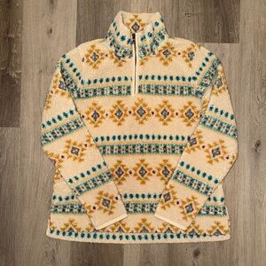 Sonoma Sherpa Quarter Zip Pullover Aztec Southwestern Fleece Women’s Large